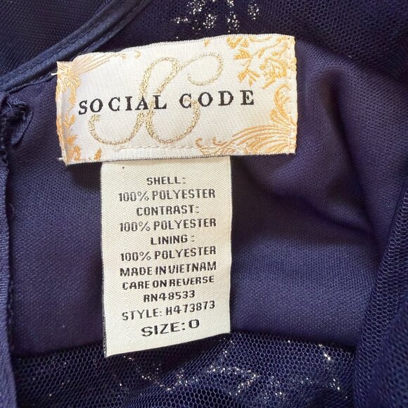 Social Code navy and silver sparkle halter illusion dress lined size 0 - Picture 12 of 15